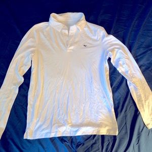 Vineyard vines white long sleeved polo shirt size L